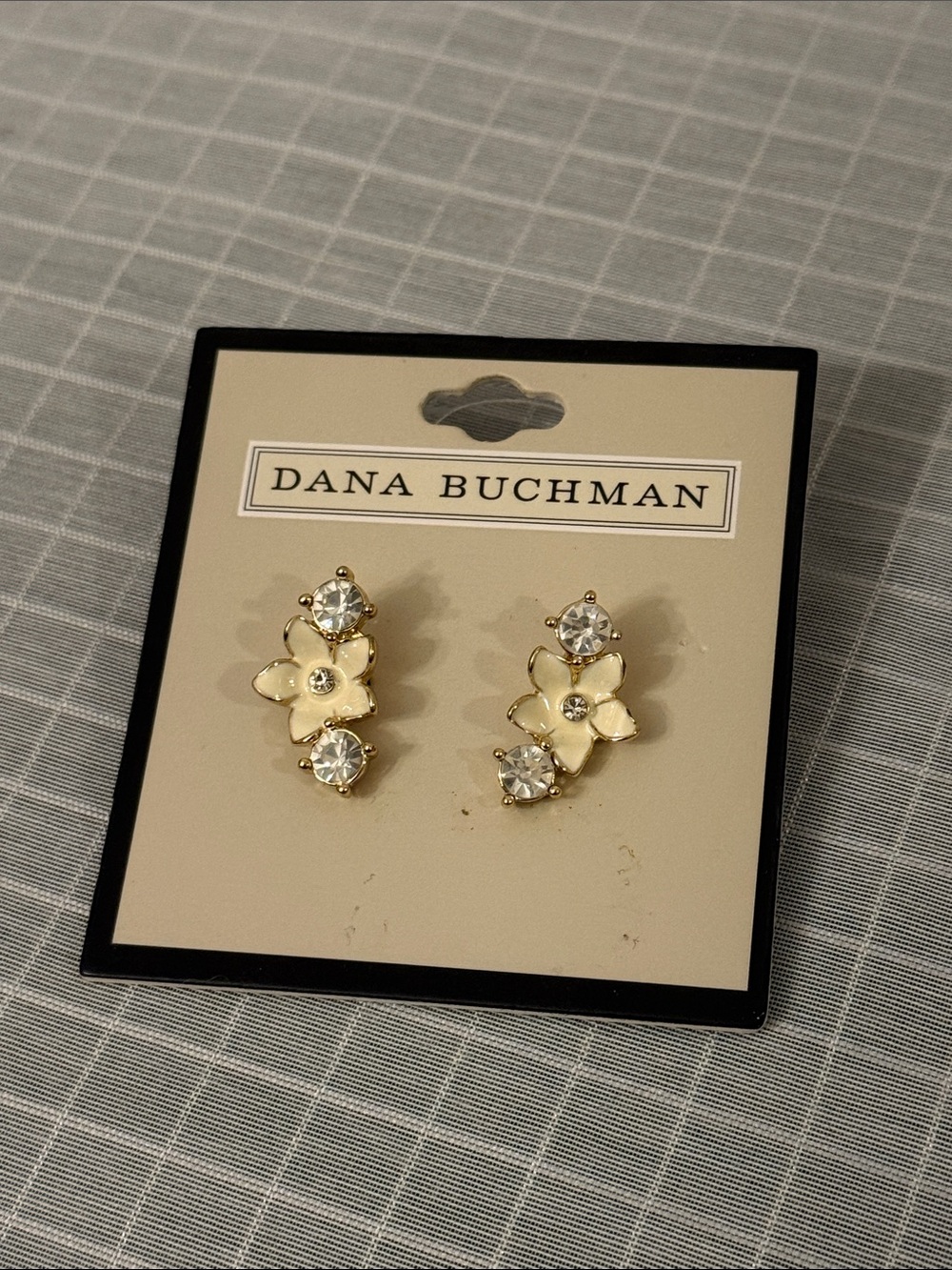 Dana Buchman Gold Floral Crystal Stud Earrings